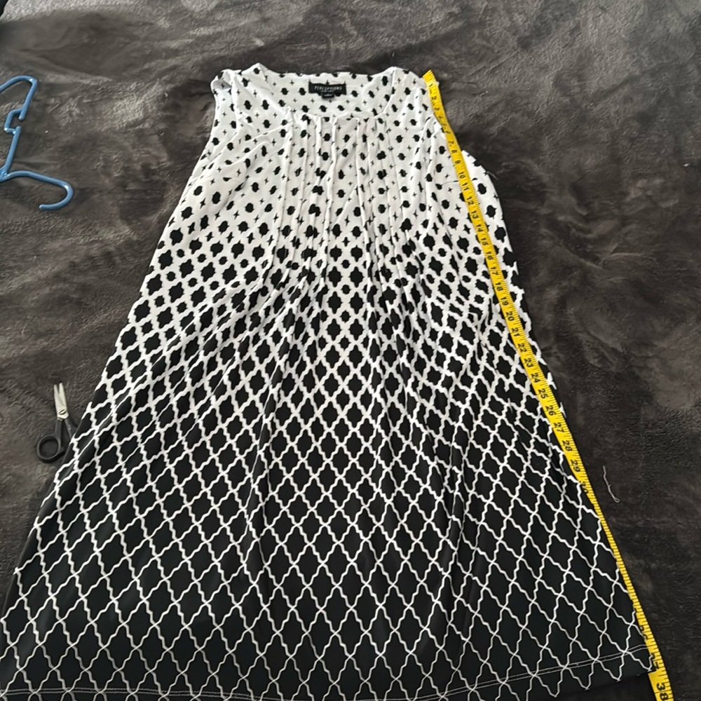 L black and white Perception semi-casual sleeveless dress.